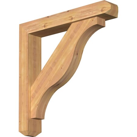Ekena Millwork Funston Craftsman Smooth Bracket w/ Offset Brace, Western Red Cedar, 5 1/2"W x 32"D x 32"H BKT0604X32X32FST04SWR